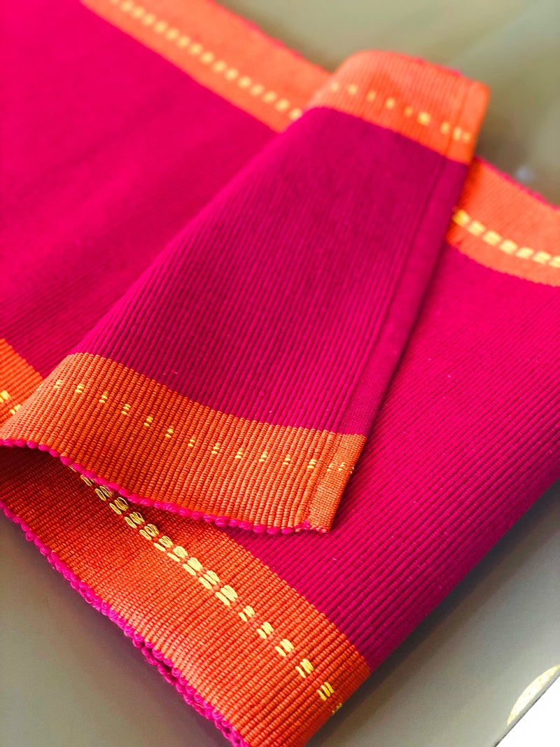 Rangbhar Handloom Ribbed Cotton Table Runner for Living/Dining Room/Home Decor, Anti-Skid, Reversible, Machine Washable, 12 X 60 inches, Striped, Pink Orange - Image 5
