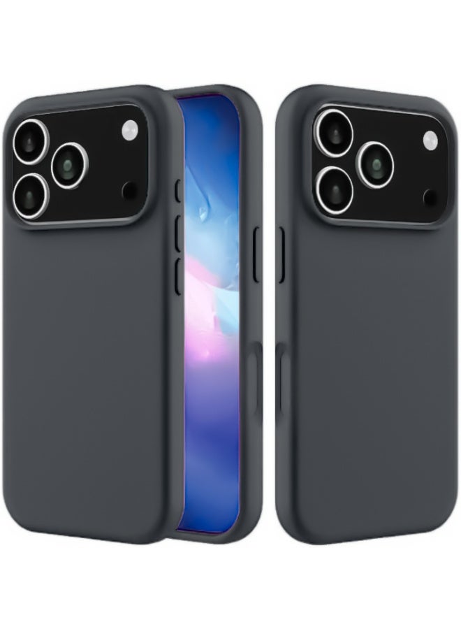 Compatible with iPhone 17 Pro Case Slim Liquid Silicone 4 Layers Soft Gel Rubber Shockproof Protective Phone Case with Anti Scratch Microfiber Lining (Dark Grey)