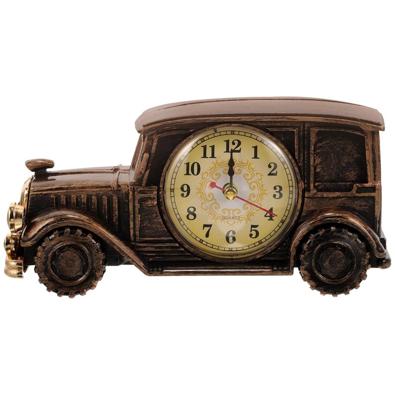 Vintage Classic Car Clock Retro Bronze Desktop Clock Ornament Artistic Home Decor for Living Room and Office Style - Image 1