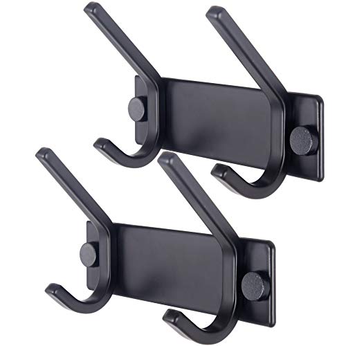 WEBI Coat Rack Wall Mounted,2 Coat Hooks for Hanging Coats,Heavy Duty Metal Hook Rack Hook Rail Coat Hanger Wall Mount for Clothes Entryway Jacket,Black,2 Packs - Image 1