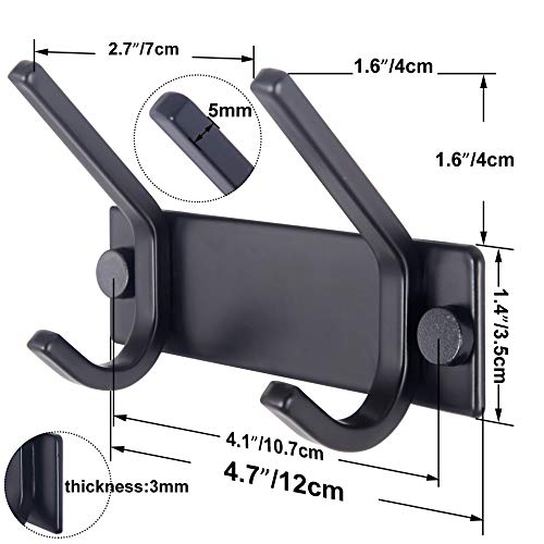 WEBI Coat Rack Wall Mounted,2 Coat Hooks for Hanging Coats,Heavy Duty Metal Hook Rack Hook Rail Coat Hanger Wall Mount for Clothes Entryway Jacket,Black,2 Packs - Image 2