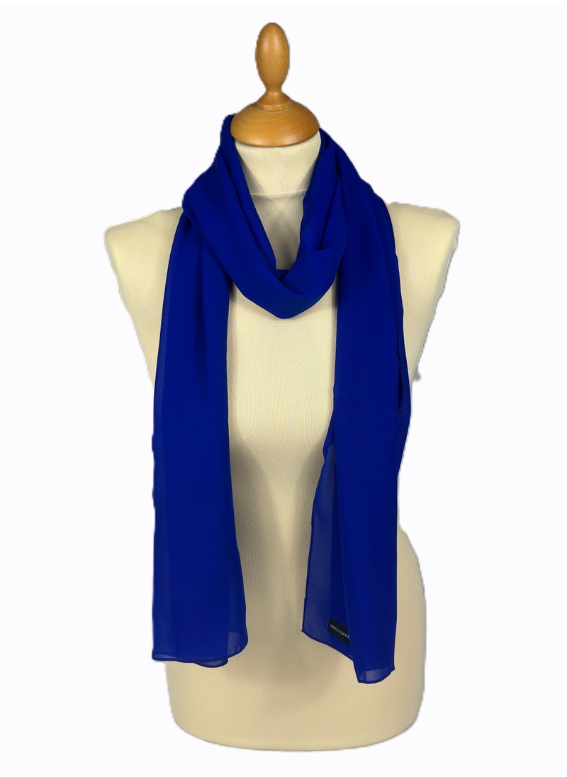 Perfectory PERFECTORY Women Lightweight Solid Chiffon Hijab Shawl Soft Premium Abaya Shawl Wrap Scarves, Long Bridal Hijab Scarf- Royal Blue  - Image 4