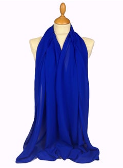 Perfectory PERFECTORY Women Lightweight Solid Chiffon Hijab Shawl Soft Premium Abaya Shawl Wrap Scarves, Long Bridal Hijab Scarf- Royal Blue  - Image 1