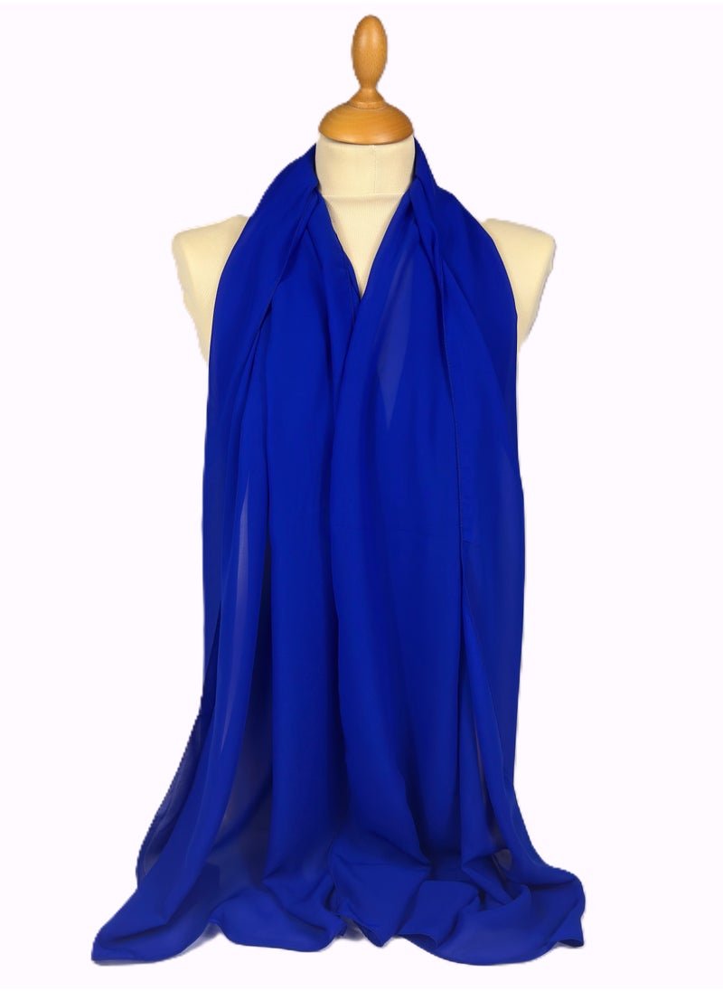 Perfectory PERFECTORY Women Lightweight Solid Chiffon Hijab Shawl Soft Premium Abaya Shawl Wrap Scarves, Long Bridal Hijab Scarf- Royal Blue  - Image 1
