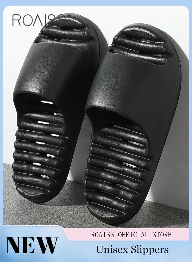 roaiss Men's EVA Hollow Sole Bath Slippers for Men Summer Simple Soft Elasticity Comfort Outdoor Beach Slides Quick Drying Silent Anti-Slip Decompression Lightweight Indoor Home Sandals Breathable - Image 2