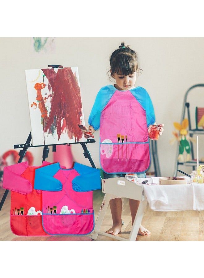 Cubaco 2 Pack Kids Art Smocks Children Waterproof Artist Painting Aprons With Long Sleeve And 3 Pockets For Age 3 8 Years - Image 2