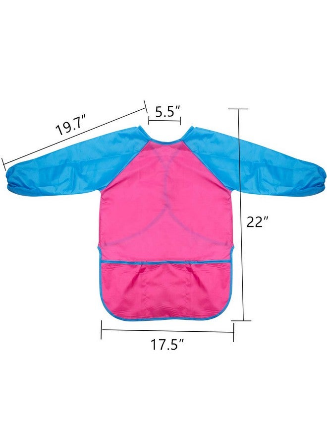 Cubaco 2 Pack Kids Art Smocks Children Waterproof Artist Painting Aprons With Long Sleeve And 3 Pockets For Age 3 8 Years - Image 4