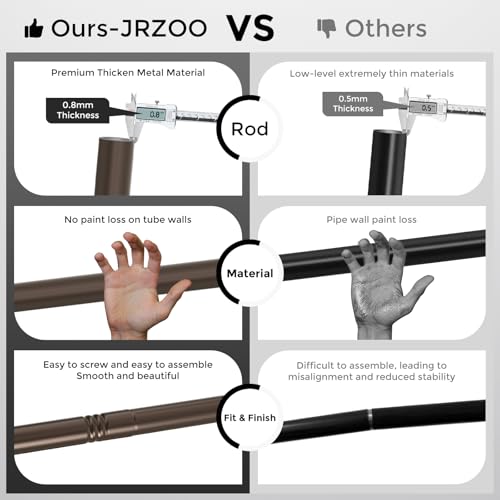 JRZOO Bronze Curtain Rods 66 to 120 Inches(5.5-10 Feet),5/8 inch Splicing Drapery Rods,Small Curtain Rods Set,Size: 36''-120'',Bronze - Image 3