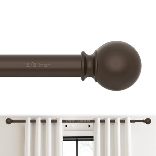 JRZOO Bronze Curtain Rods 66 to 120 Inches(5.5-10 Feet),5/8 inch Splicing Drapery Rods,Small Curtain Rods Set,Size: 36''-120'',Bronze - Image 1