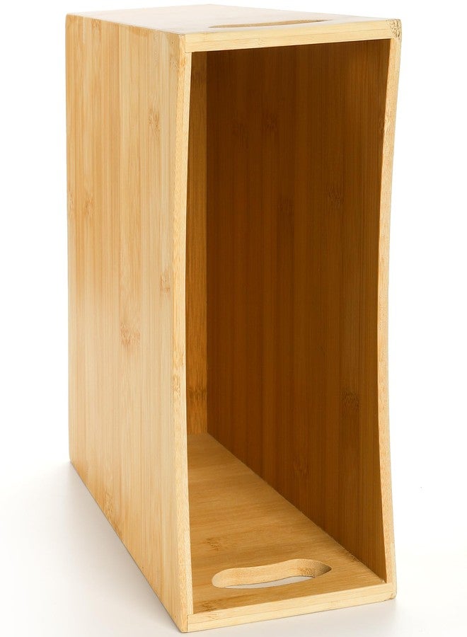 TOPZEA Bamboo Waste Basket, Rectangular Narrow Trash Can with Handle Wastebasket Waste Bin Garbage Can for Bathroom, Bedroom, Office and Home, 10.5" x 5.7" x 10.25" - Image 3