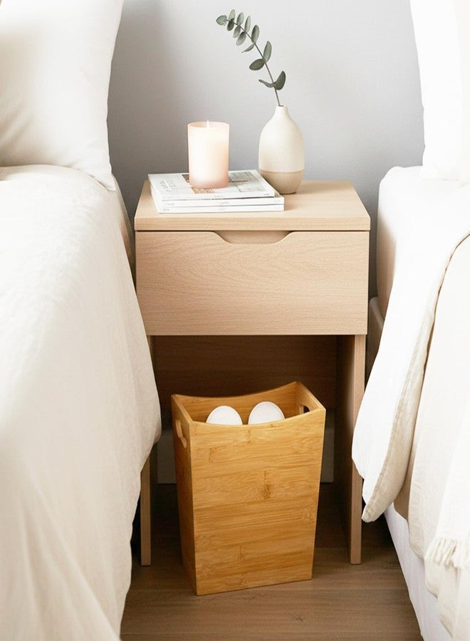 TOPZEA Bamboo Waste Basket, Rectangular Narrow Trash Can with Handle Wastebasket Waste Bin Garbage Can for Bathroom, Bedroom, Office and Home, 10.5" x 5.7" x 10.25" - Image 5
