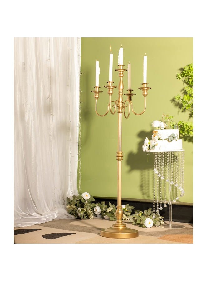 LANLONG Gold Candelabra for Wedding Event Decor, 50'' Tall Candelabra Floor Candle Holders, 2 Pcs Metal 5 Arm Candelabra Candle Holder Centerpiece Decorations for 5 Candlesticks Party Wedding Aisle Home Decor - Image 2