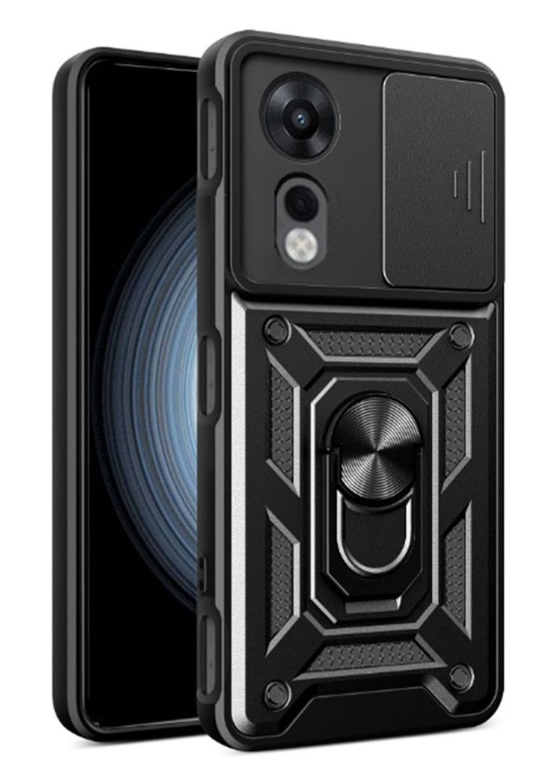 for ZTE nubia NEO 2 5G Case Cover, Slide Camera Lens Cover, Magnetic Ring Holder Kickstand Protective Phone Case for ZTE nubia NEO 2 5G, Black