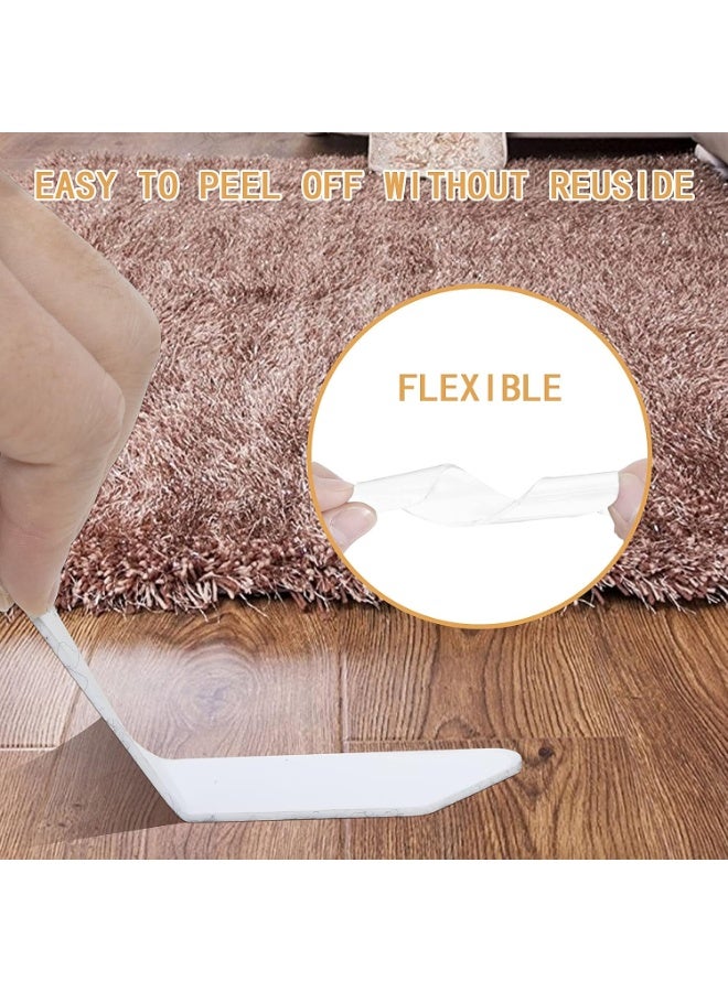 Rug Grippers, 16 pcs Double Sided Washable Removable Anti Curling Corner Carpet Gripper , Non Slip Adhesive Rug Tape for Hardwood Floors and Tile (Pearl White) - Image 5