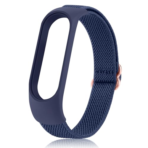 Tobfit Nylon Single Loop Elastic Watch Strap Compatible with Xiaomi Mi Band 3/4 / 5/6 Smart Watch (Watch Not Included), Removable Sport Belt for Men and Women (Navy Blue) - Image 2