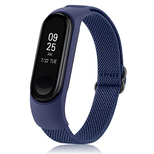 Tobfit Nylon Single Loop Elastic Watch Strap Compatible with Xiaomi Mi Band 3/4 / 5/6 Smart Watch (Watch Not Included), Removable Sport Belt for Men and Women (Navy Blue) - Image 1