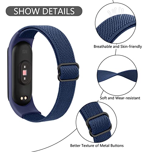 Tobfit Nylon Single Loop Elastic Watch Strap Compatible with Xiaomi Mi Band 3/4 / 5/6 Smart Watch (Watch Not Included), Removable Sport Belt for Men and Women (Navy Blue) - Image 3