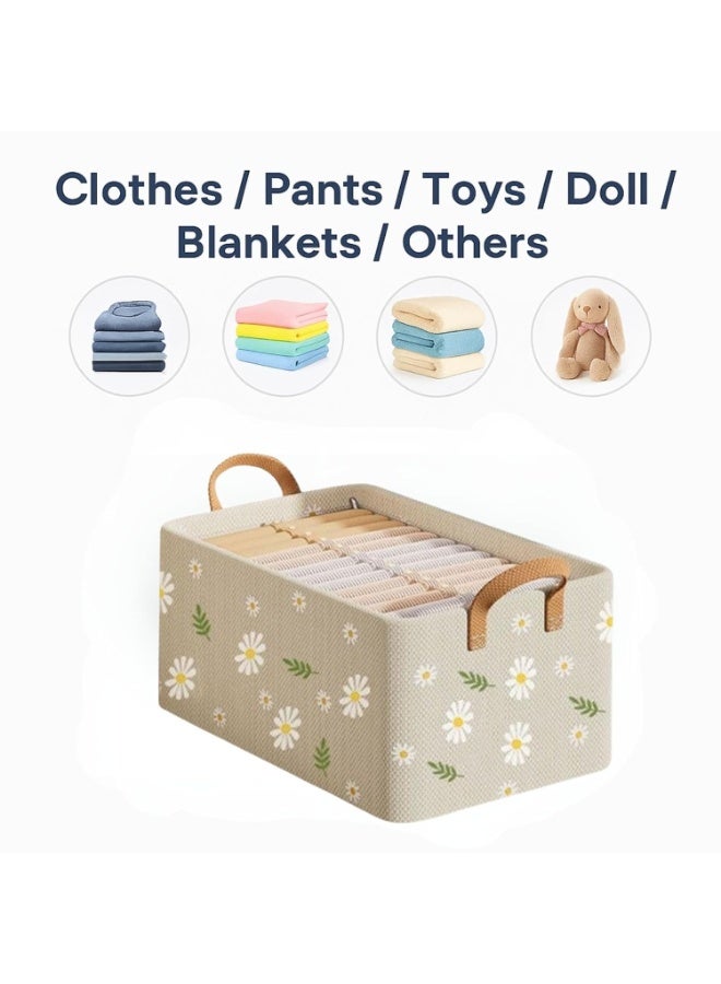 Wardrobe Organizer for Clothes with Metal Frame Rectangle Storage Baskets for Clothing Fabric Storage Box with Handles Shelf Basket for Storage Clothes Pants  47*27*18cm - Image 4