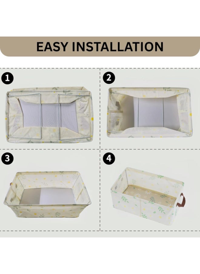 Wardrobe Organizer for Clothes with Metal Frame Rectangle Storage Baskets for Clothing Fabric Storage Box with Handles Shelf Basket for Storage Clothes Pants  47*27*18cm - Image 5