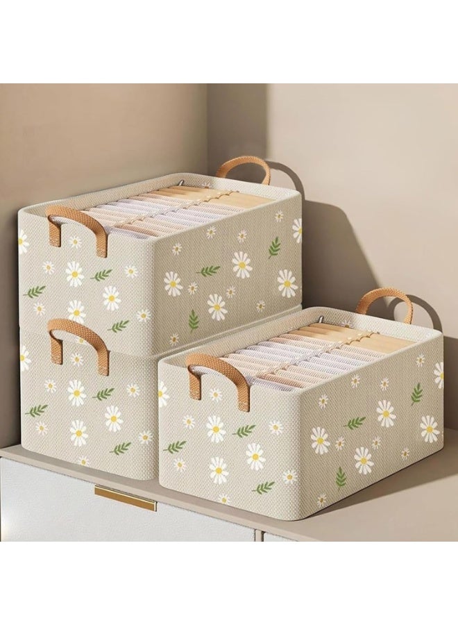 Wardrobe Organizer for Clothes with Metal Frame Rectangle Storage Baskets for Clothing Fabric Storage Box with Handles Shelf Basket for Storage Clothes Pants  47*27*18cm - Image 2