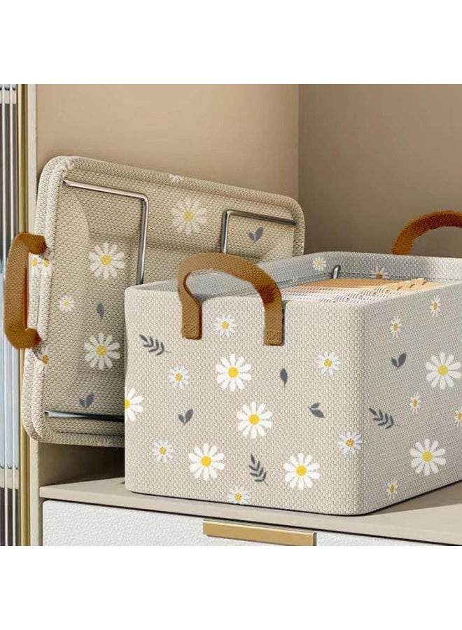 Wardrobe Organizer for Clothes with Metal Frame Rectangle Storage Baskets for Clothing Fabric Storage Box with Handles Shelf Basket for Storage Clothes Pants  47*27*18cm - Image 3
