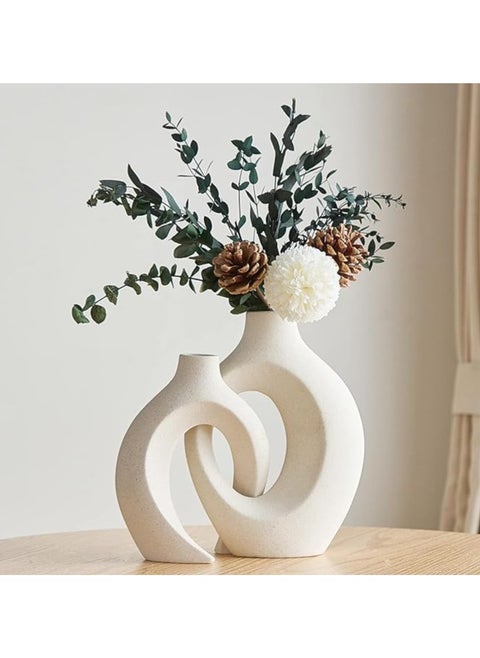Elegant White Contemporary Ceramic Vases, Featuring Minimalist Nordic Boho and Aesthetic Interwoven Design, Perfect for Home Decor, Weddings and Table Centerpieces