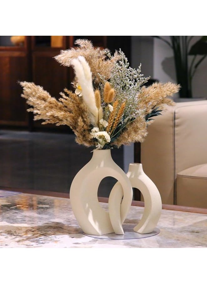 Saudi Deals Elegant White Contemporary Ceramic Vases, Featuring Minimalist Nordic Boho and Aesthetic Interwoven Design, Perfect for Home Decor, Weddings and Table Centerpieces  - Image 5