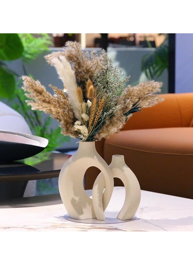 Saudi Deals - Elegant White Contemporary Ceramic Vases, Featuring Minimalist Nordic Boho and Aesthetic Interwoven Design, Perfect for Home Decor, Weddings and Table Centerpieces - Image 1