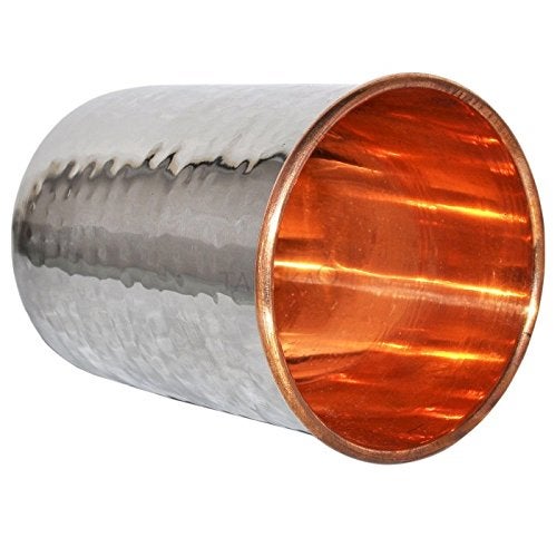 Taluka Stainless Steel Copper Hammered Glass 300 Ml 4 X 3 Silver Pack of 2 - Image 3