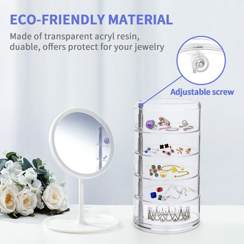 LETURE 5-Layers Rotatable Jewelry Storage Organizer Box for Earrings Hair Accessories & Beauty Supplies Earrings Necklaces Bracelets (5-Layers) - Image 5
