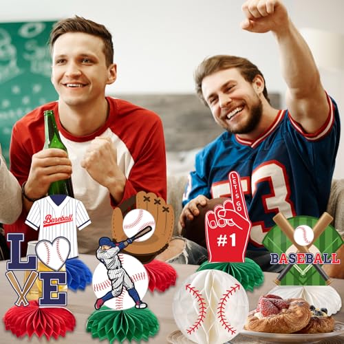 kockuu 12 Pcs Baseball Centerpieces for Party Table Decorations Doublesided Baseball Honeycomb for Birthday Sports Theme Decor Supplies Favors - Image 5