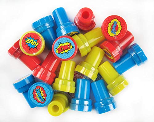 TINYMILLS طوابع الأبطال الخارقين المتنوعة من Tiny Mills 24 قطعة للأطفال طوابع ذات حبر ذاتي (12 تصميم مختلف) حفلة عيد ميلاد الأبطال الخارقين، هدايا حفلة الأبطال الخارقين، حشو أكياس الهدايا، طوابع مكافآت المعلم في الفصل - Image 3