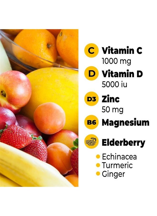 ESVITO - 8 in 1 Immune Support Zinc Supplements - Elderberry, Zinc, Vitamin C, VIT D3 5000 IU, Echinacea, Ginger, Turmeric Curcumin, Magnesium. 2 Month Natural Immunity Booster Allergy Vitamins - Image 1