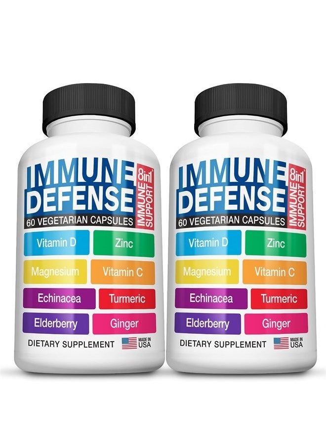 ESVITO - 8 in 1 Immune Support Zinc Supplements - Elderberry, Zinc, Vitamin C, VIT D3 5000 IU, Echinacea, Ginger, Turmeric Curcumin, Magnesium. 2 Month Natural Immunity Booster Allergy Vitamins - Image 1