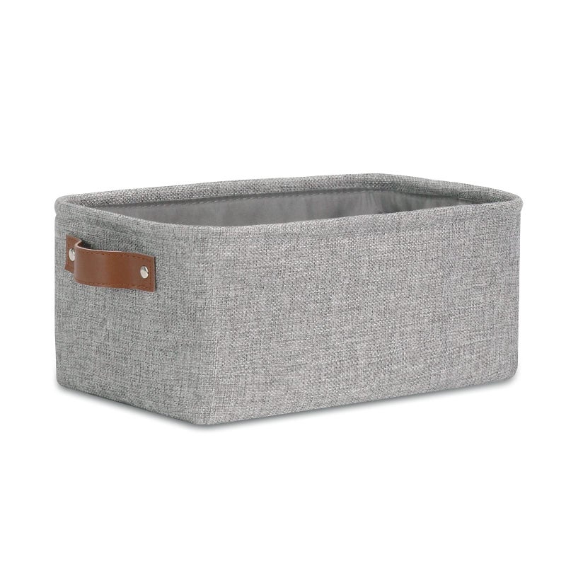 DULLEMELO Small Storage Basket for Organizing  Collapsible Fabric Basket for Shelves  Closets  Laundry  Nursery  Decorative Basket for Gifts Empty (Gray) - Image 1