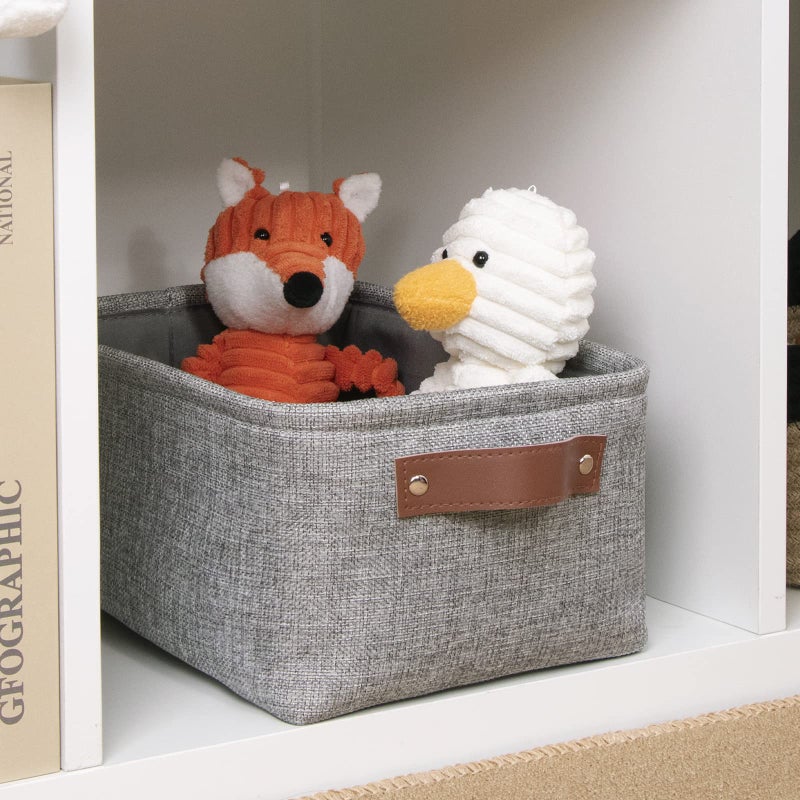 DULLEMELO Small Storage Basket for Organizing  Collapsible Fabric Basket for Shelves  Closets  Laundry  Nursery  Decorative Basket for Gifts Empty (Gray) - Image 5