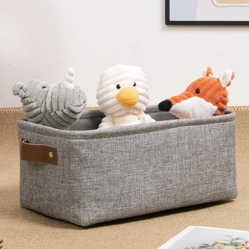 DULLEMELO Small Storage Basket for Organizing  Collapsible Fabric Basket for Shelves  Closets  Laundry  Nursery  Decorative Basket for Gifts Empty (Gray) - Image 2