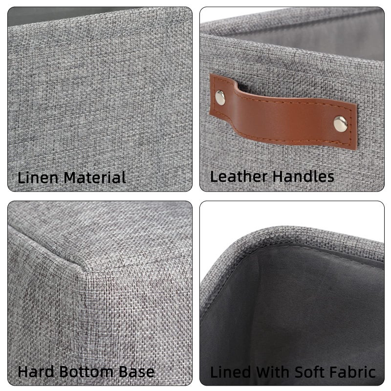 DULLEMELO Small Storage Basket for Organizing  Collapsible Fabric Basket for Shelves  Closets  Laundry  Nursery  Decorative Basket for Gifts Empty (Gray) - Image 3