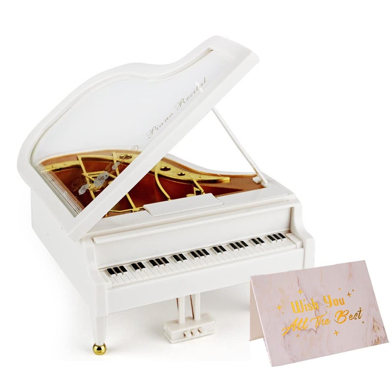 Jofanvin Jofanvin Piano MachineMusicBoxVintageHandCrankedMechanism Mini Musical Retro Classical Table Desk Decoration with Greeting Card 