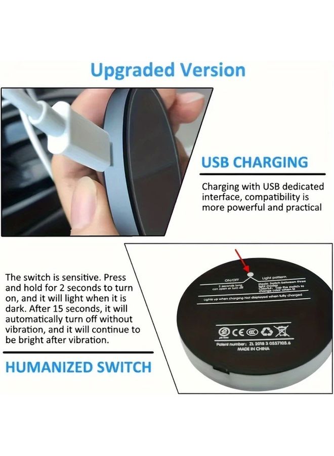 كوب حامل أكواب للسيارة يعمل بتقنية LED، قابل لإعادة الشحن عبر منفذ USB، نموذج قطرة الماء، 7 ألوان مع إضاءة استشعار تلقائية - Image 4