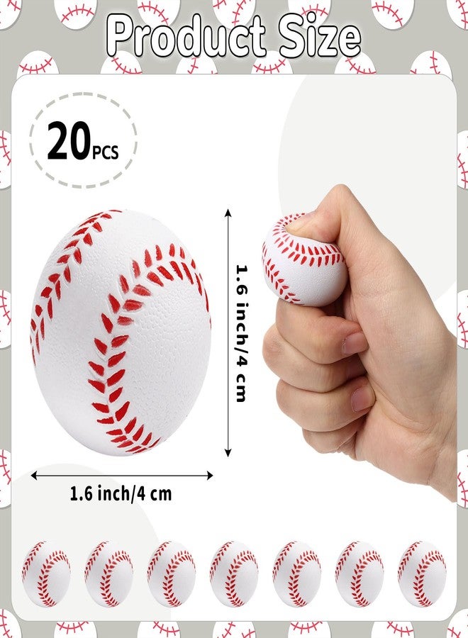 DEARIDAP 20 Pcs Mini Squeeze Foam Stress Balls, Small Sports Balls Party Decoration, Sports Stress Relief Ball for Birthday Gifts, Sport Games and Party Favors (White-Baseball) - Image 2
