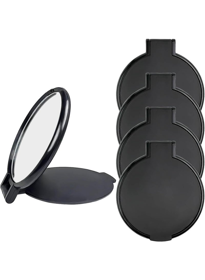 Tenalleys - Tenalleys Mini Round Folding Mirror Portable Pocket Mirror Makeup Mirror for Purse Travel Makeup Mirror for Women Girls Daily Use (4 Pcs Black) - Image 1