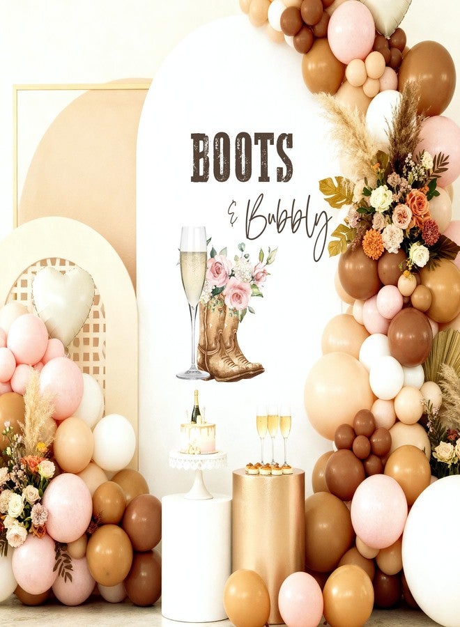 Dvehdbay Boots and Bubbly Bridal Shower Decorations - Boots and Bubbly Sign Decal for Balloons Arch Backdrop, Brown Wedding Shower Decorations Sticker, Bachelorette Wedding Engagement Party Decoration - Image 1