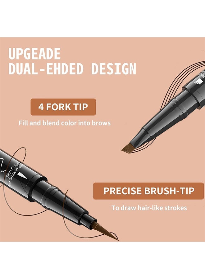 HelloKiss Liquid Eyebrow Pen, 2-In-1 Dual-Ended Ink Pen, 2-In-1 Dual-Ended Eyebrow Pencil with 4-Prong Micro Fork Tip Applicator & Precise Brush Tip Creates Natural Eyebrows, Stay on All Day (Dark Brown) - Image 3
