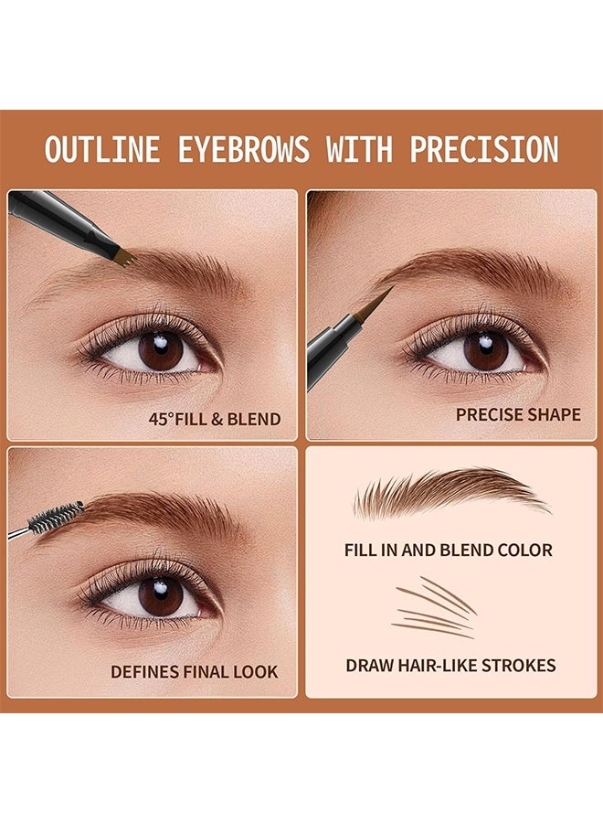 HelloKiss Liquid Eyebrow Pen, 2-In-1 Dual-Ended Ink Pen, 2-In-1 Dual-Ended Eyebrow Pencil with 4-Prong Micro Fork Tip Applicator & Precise Brush Tip Creates Natural Eyebrows, Stay on All Day (Dark Brown) - Image 5