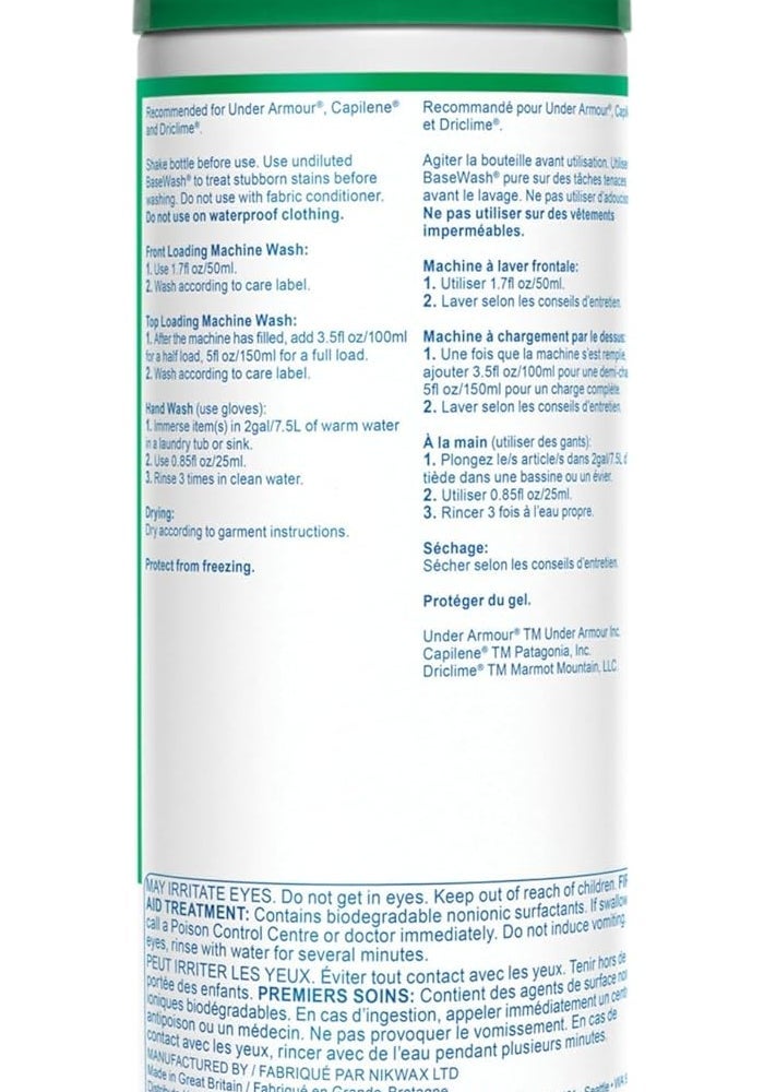 Nikwax BaseWash 300 ml - Deodorizing Cleaner for Sports Clothing & Activewear - Image 2