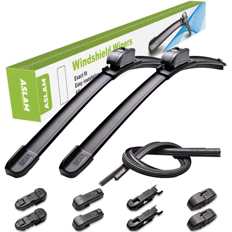 ASLAM Windshield Wipers AllSeason Blade TypeM 2419Multifunctional Adapters and Refills ReplaceableDouble Service Lifeset of 2