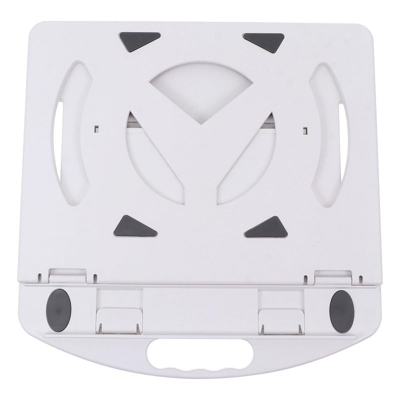 Adjustable White Plastic Laptop Stand with Rotating Phone Holder for Cooling and Ergonomic Height Support - Image 2