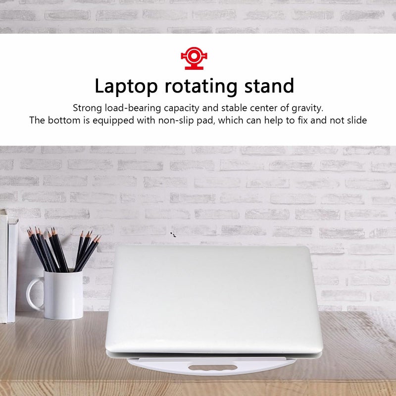 Adjustable White Plastic Laptop Stand with Rotating Phone Holder for Cooling and Ergonomic Height Support - Image 5