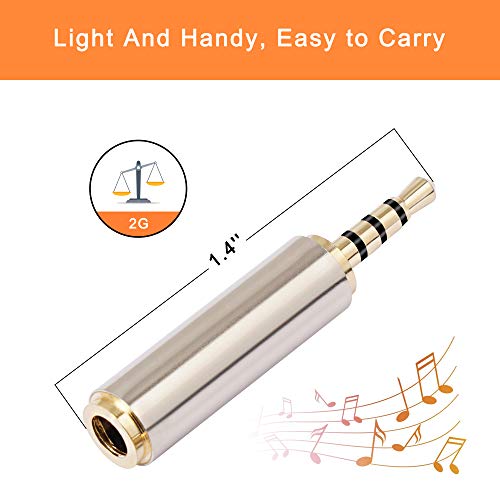 MIUONO 2.5mm to 3.5mm Adapter and 3.5mm to 2.5mm Adapter, Gold Plated Jack Stereo Full Metal Connector Converter for Smartphones, Headphone, Mic, Tablets Support MIC Function - Image 3